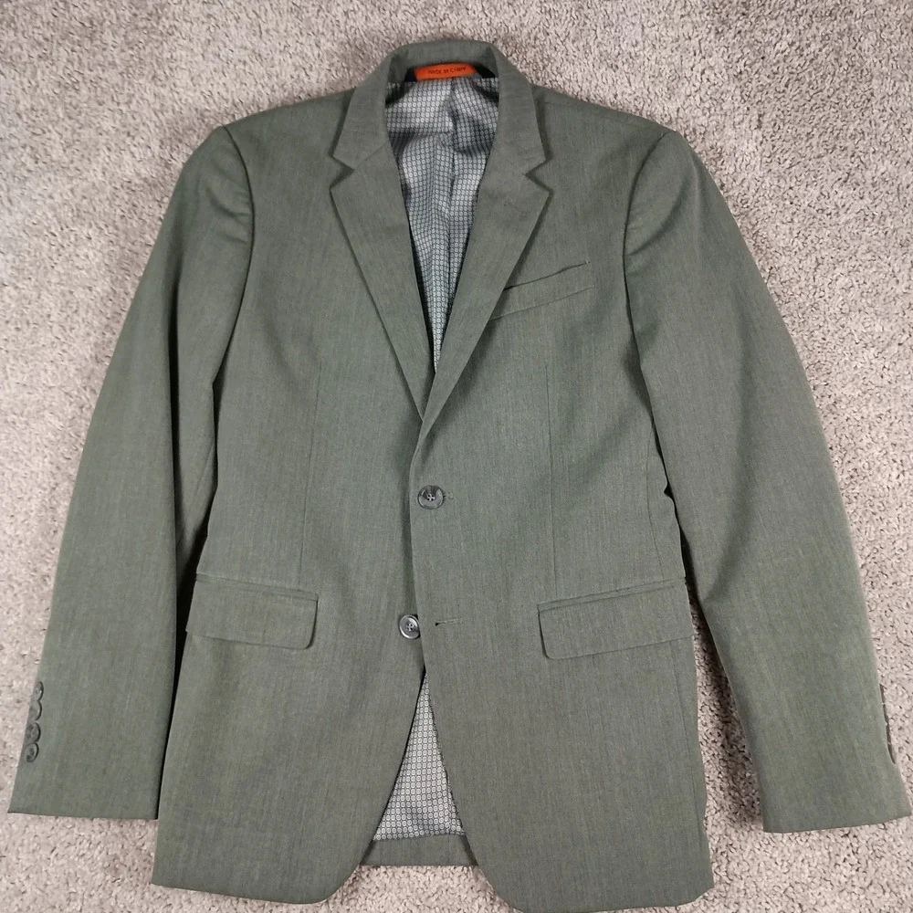 Egara 34S 29x30 Green Skinny Fit Stretch 2 Piece Suit Set With Matching Tie
